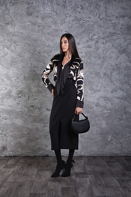 Midi suknja sa sjajnim efektom i prednjim šlicem Tiffany Production