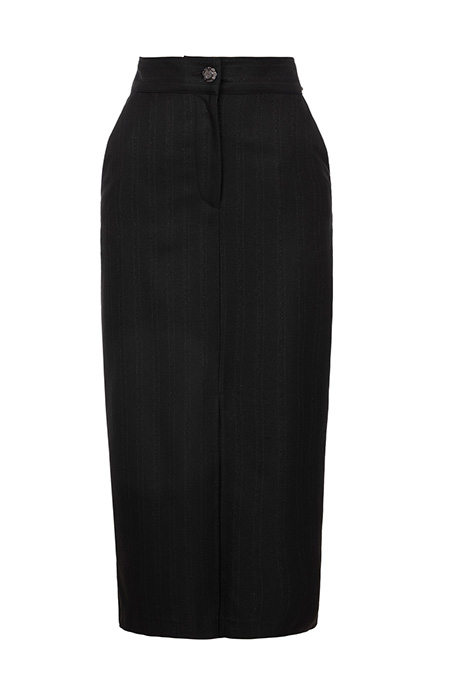 Midi suknja sa sjajnim efektom i prednjim šlicem Tiffany Production