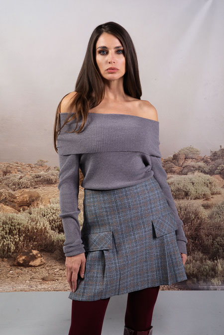 Mini karirana suknja sa ukrasnim džepovima Tiffany Production