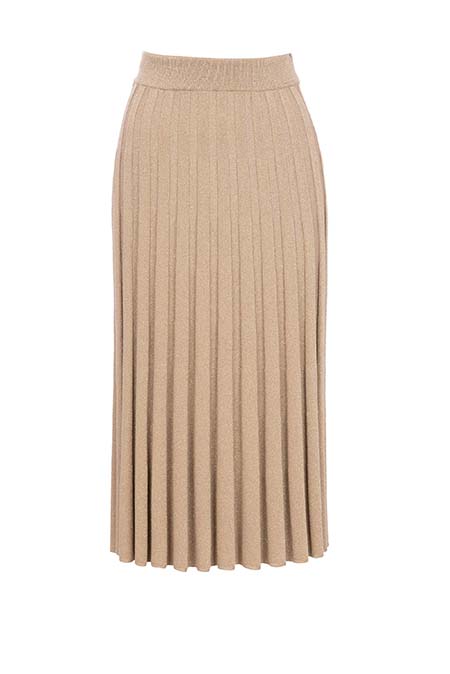 Plisirana midi suknja od svetlucavog materijala Tiffany Production