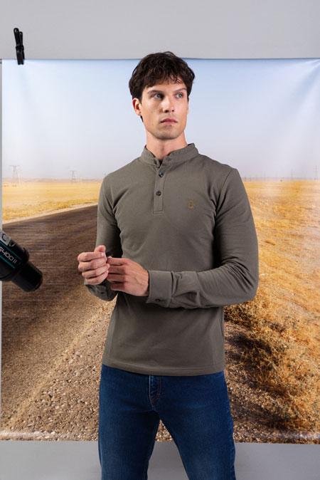 Tiffany Production Muška majica dugih rukava od pamuka sa ruskom kragnom