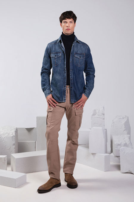 Muška teksas košulja od pamuka sa dugim rukavima Tiffany Production