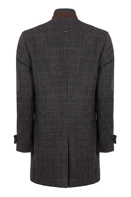 Karirani muški kaput sa visokom kragnom Tiffany Production