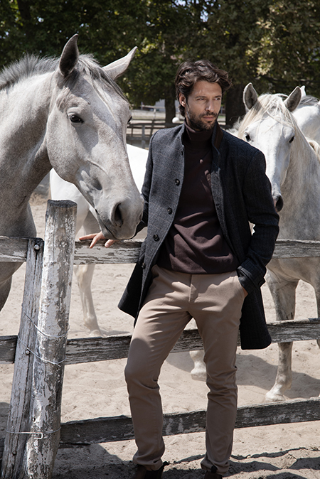 Karirani muški kaput sa visokom kragnom Tiffany Production