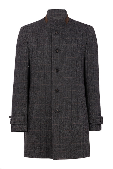 Karirani muški kaput sa visokom kragnom Tiffany Production