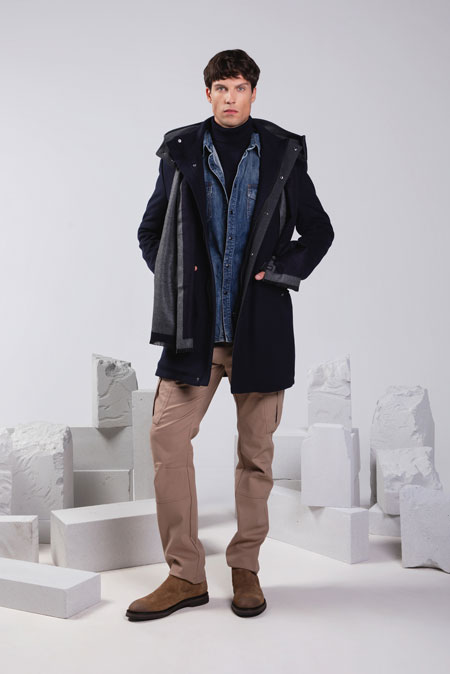 Muški kaput sa uklonjivom kapuljačom i visokom kragnom Tiffany Production