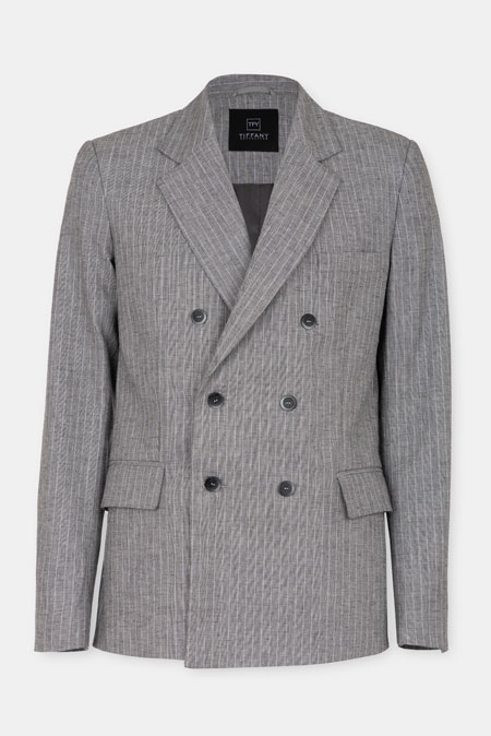 Sako na dvoredno kopčanje sa lanom Tiffany Production