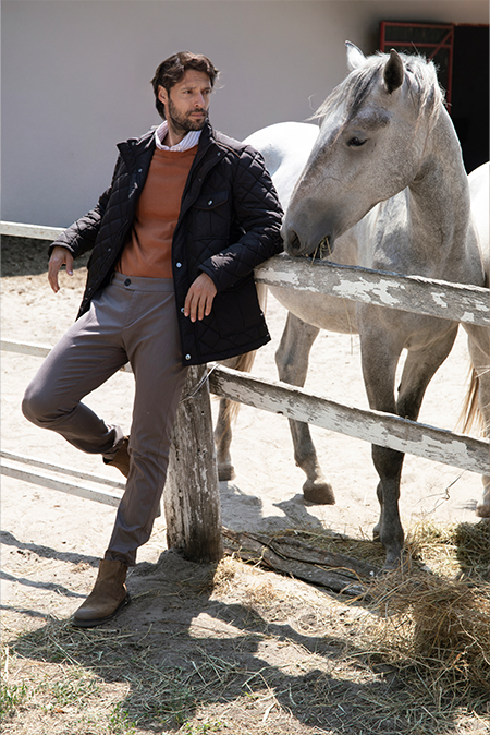 Muška štepana jakna sa visokom kragnom i džepovima Tiffany Production