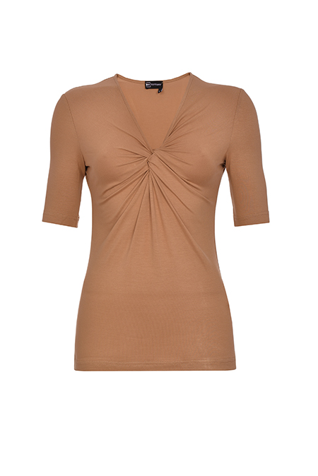 Ženska majica sa V izrezom i drapiranim čvorom na sredini Tiffany Production