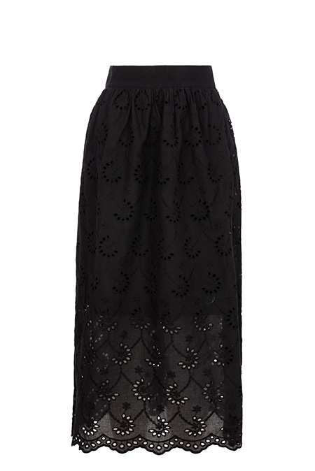 Tiffany Production Midi suknja sa rupičastim vezom