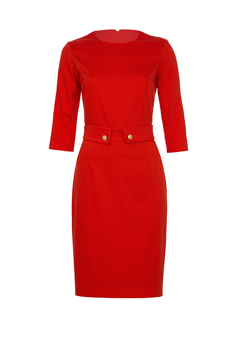 Haljina tri-četvrt rukava sa ukrasnim dugmićima na pojasu Tiffany Production